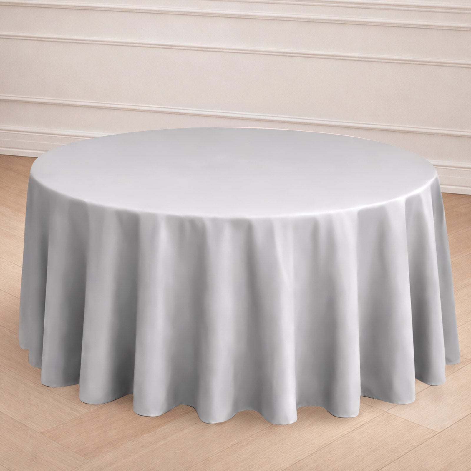 120inches Silver Polyester Round Tablecloth