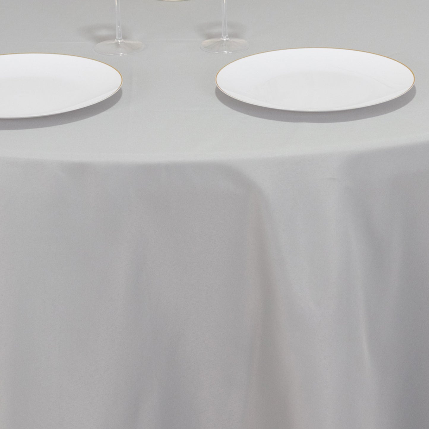 120" Silver Seamless Premium Polyester Round Tablecloth - 220GSM for 5 Foot Table With Floor-Length Drop