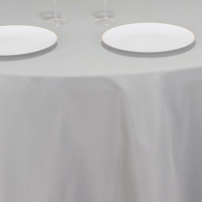 Durable Silver Seamless Premium Polyester Round Tablecloth