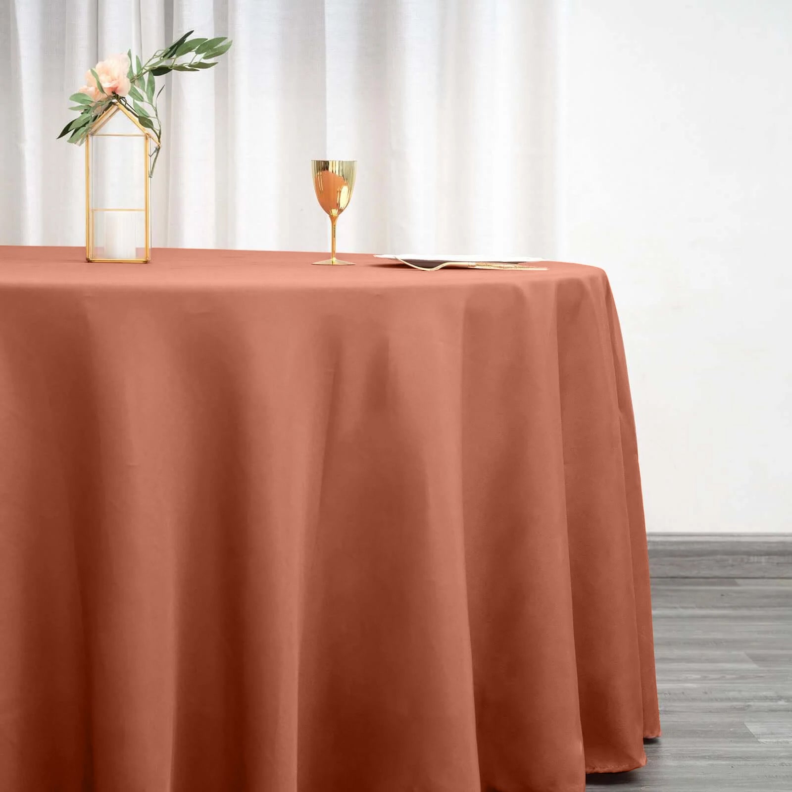 Polyester Round Tablecloth Terracotta 120 Inch