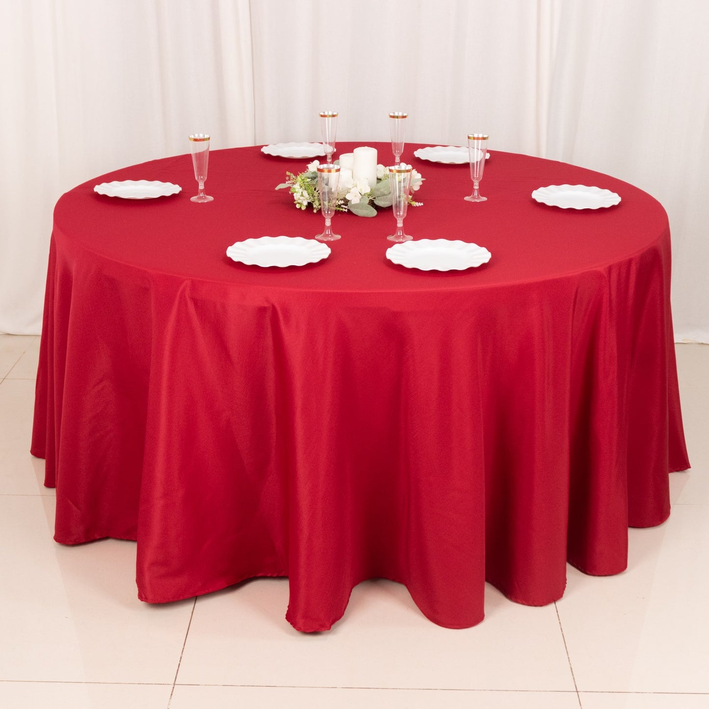 120" Wine Seamless Polyester Round Tablecloth