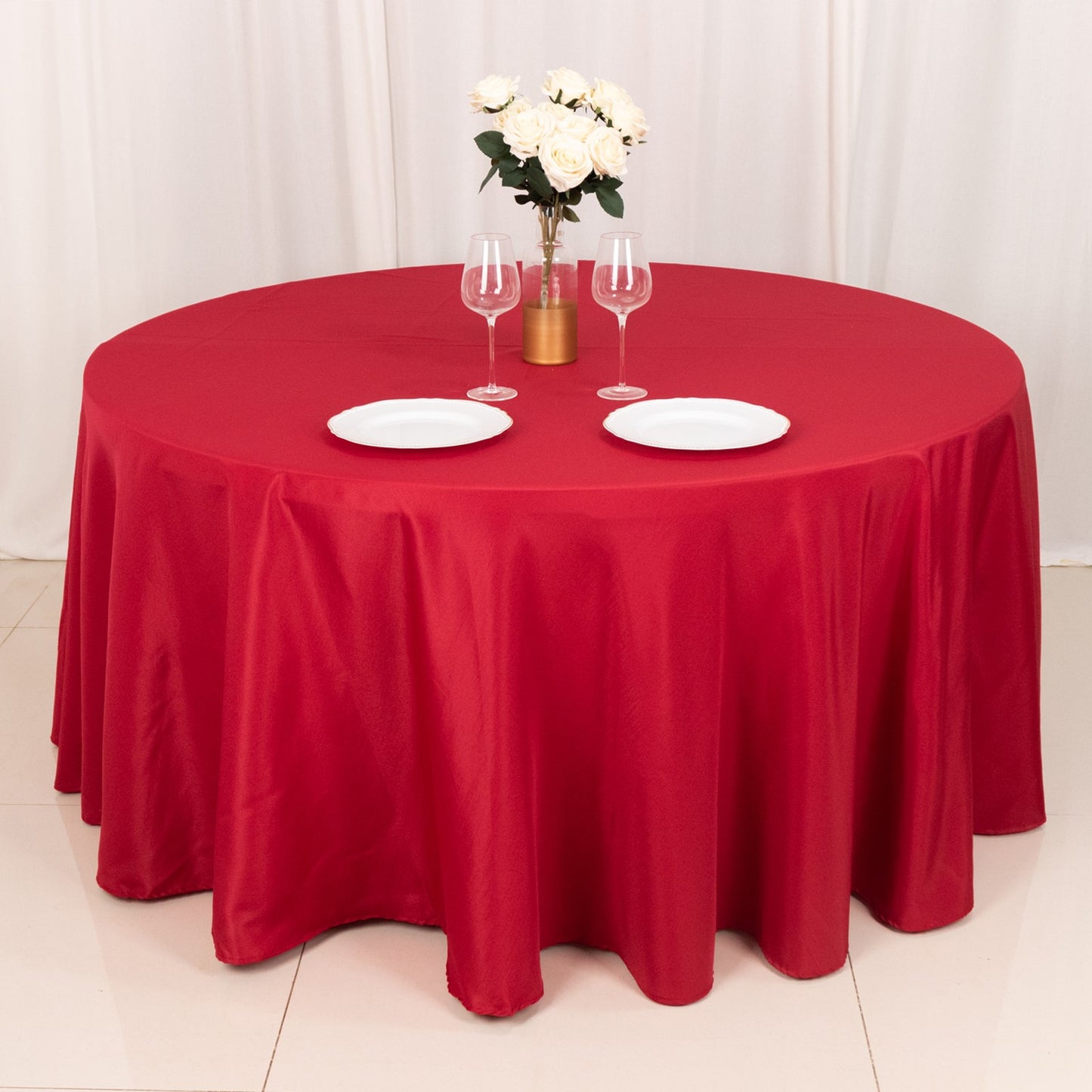 120" Wine Seamless Polyester Round Tablecloth