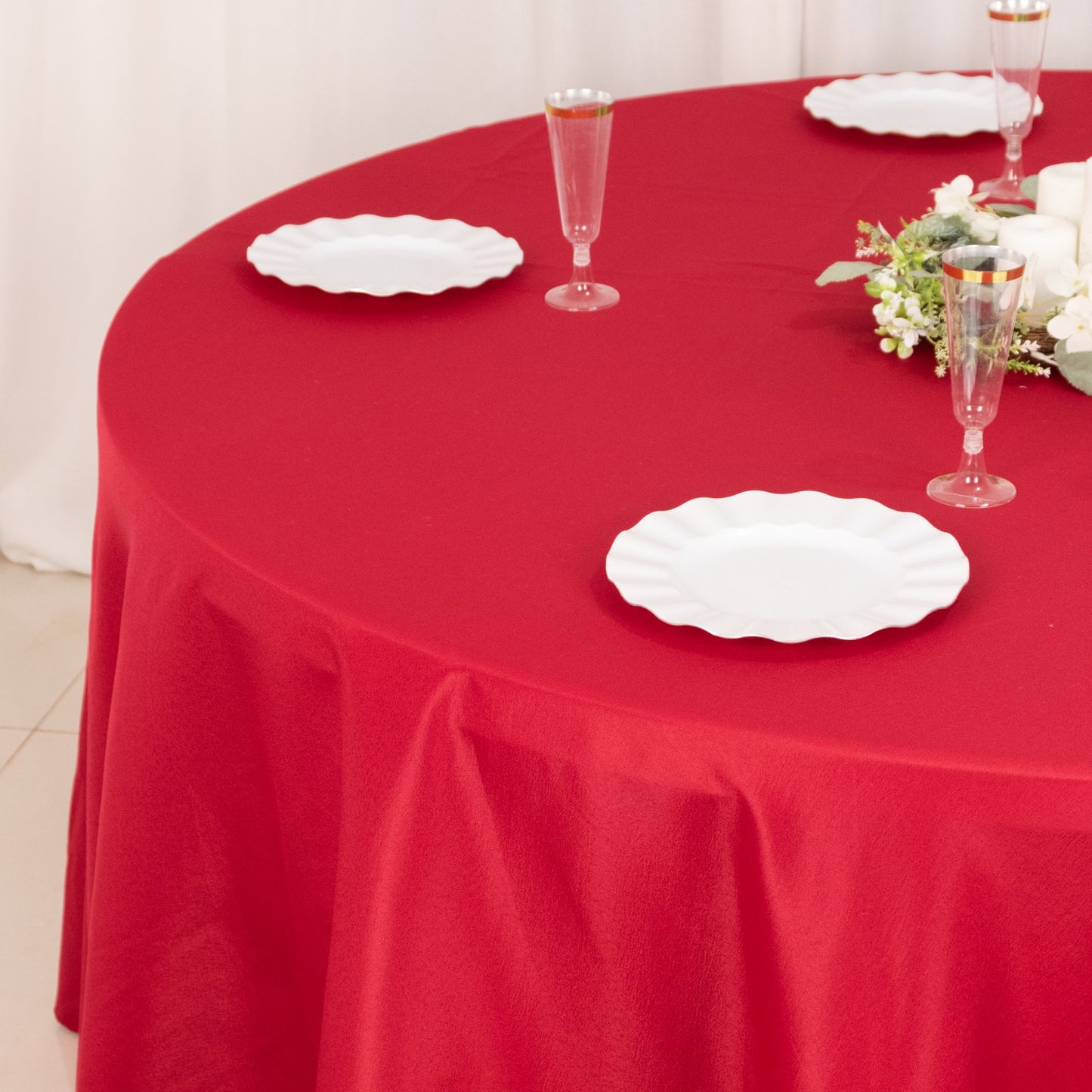 120" Wine Seamless Polyester Round Tablecloth