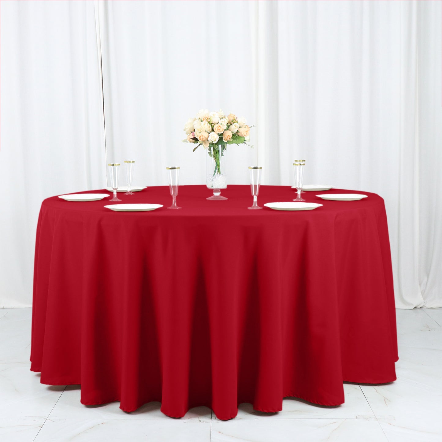 120" Wine Seamless Polyester Round Tablecloth