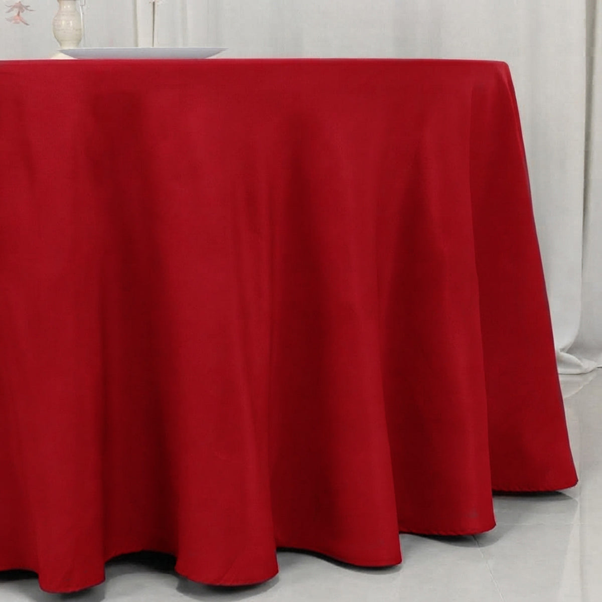 120" Wine Seamless Premium Polyester Round Tablecloth - 220GSM for 5 Foot Table With Floor-Length Dr