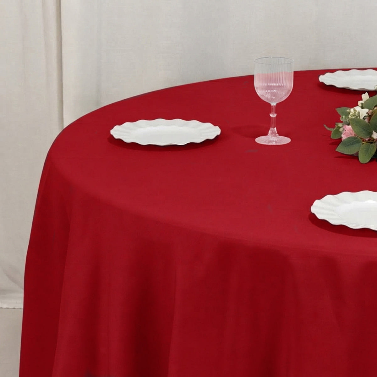 120" Wine Seamless Premium Polyester Round Tablecloth - 220GSM for 5 Foot Table With Floor-Length Dr