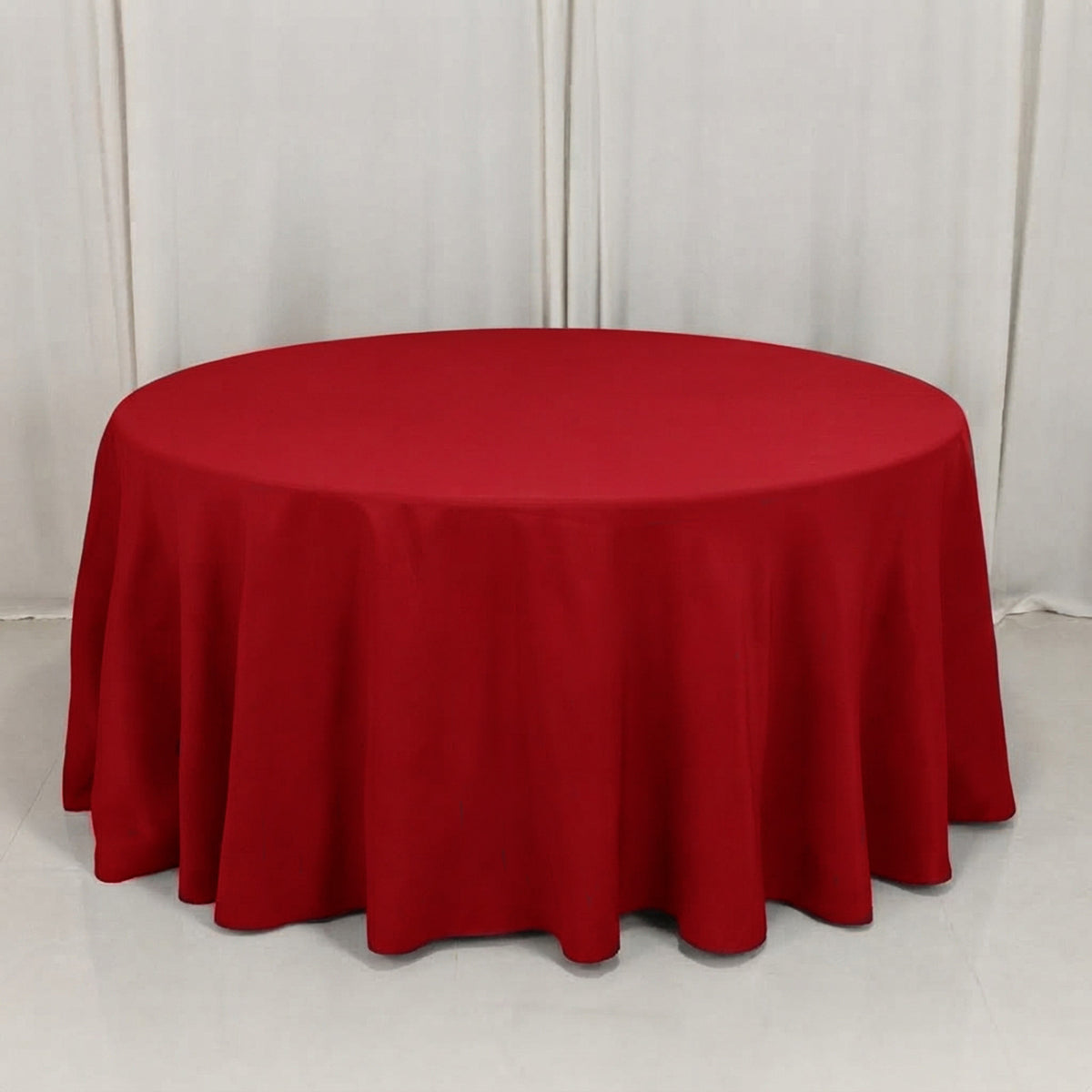 120" Wine Seamless Premium Polyester Round Tablecloth - 220GSM for 5 Foot Table With Floor-Length Dr