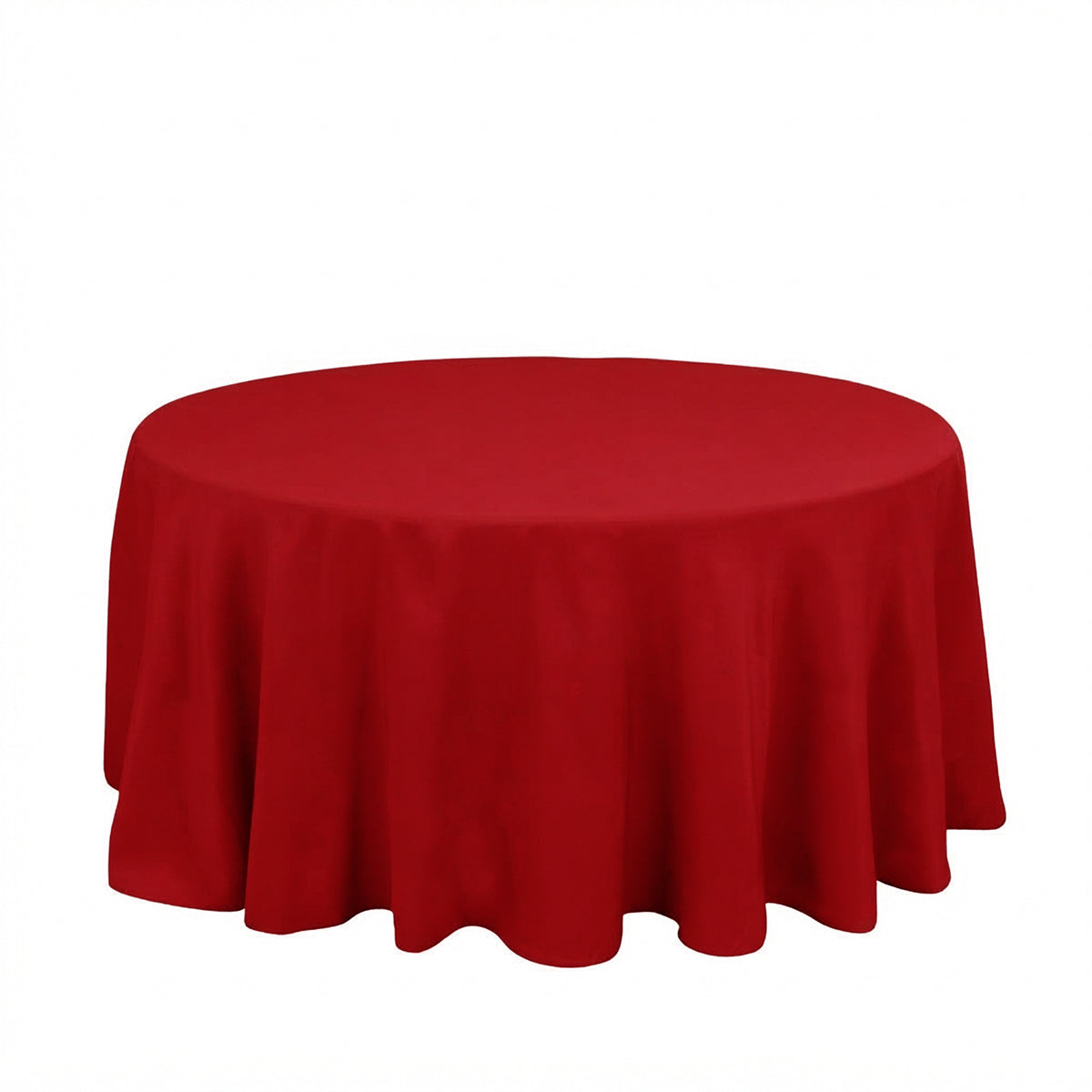 120" Wine Seamless Premium Polyester Round Tablecloth - 220GSM for 5 Foot Table With Floor-Length Dr