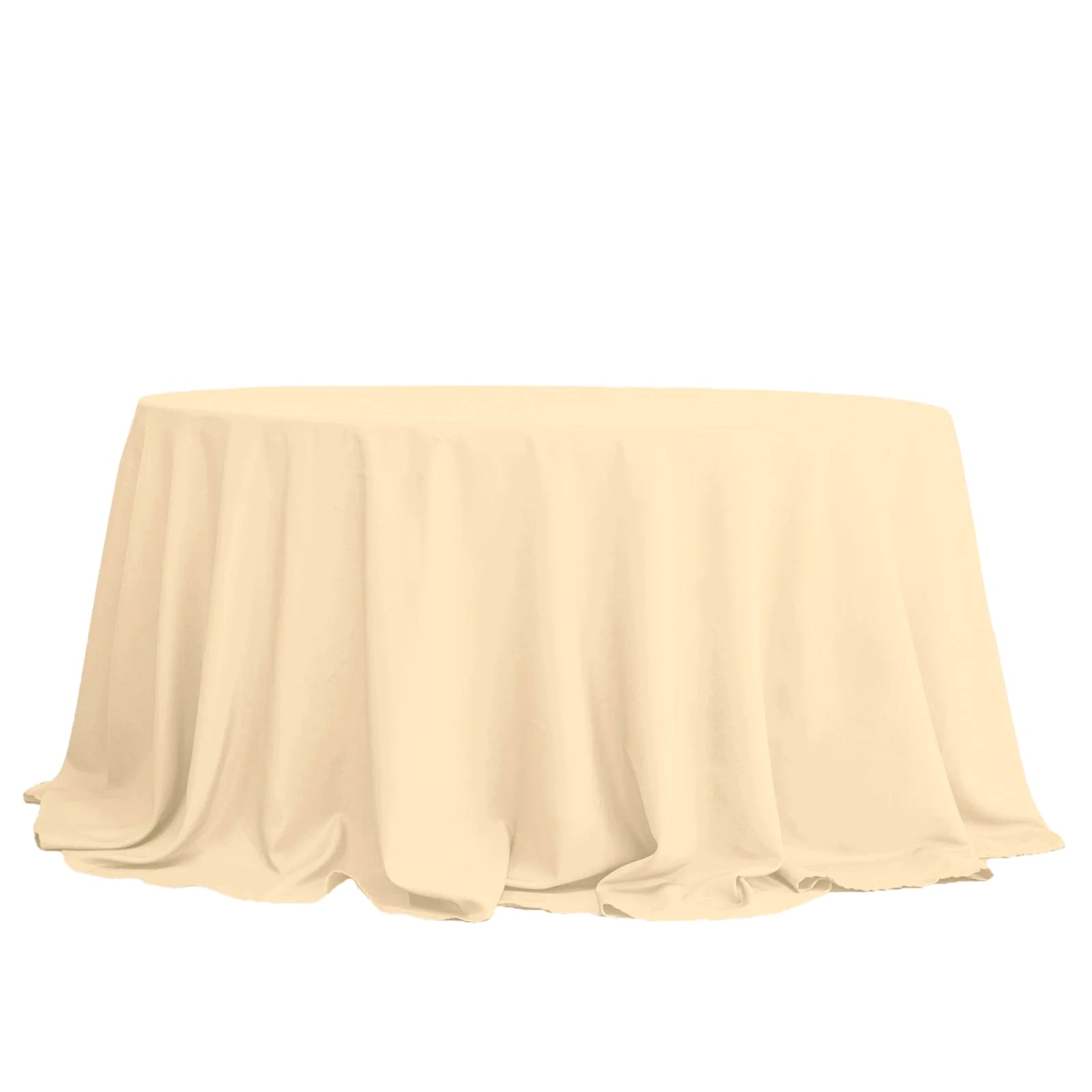 Round Beige Seamless Polyester Tablecloth 132 Inch