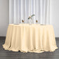Round Beige Seamless Polyester Tablecloth 132 Inch