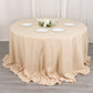 132" Beige Seamless Premium Polyester Round Tablecloth - 220GSM