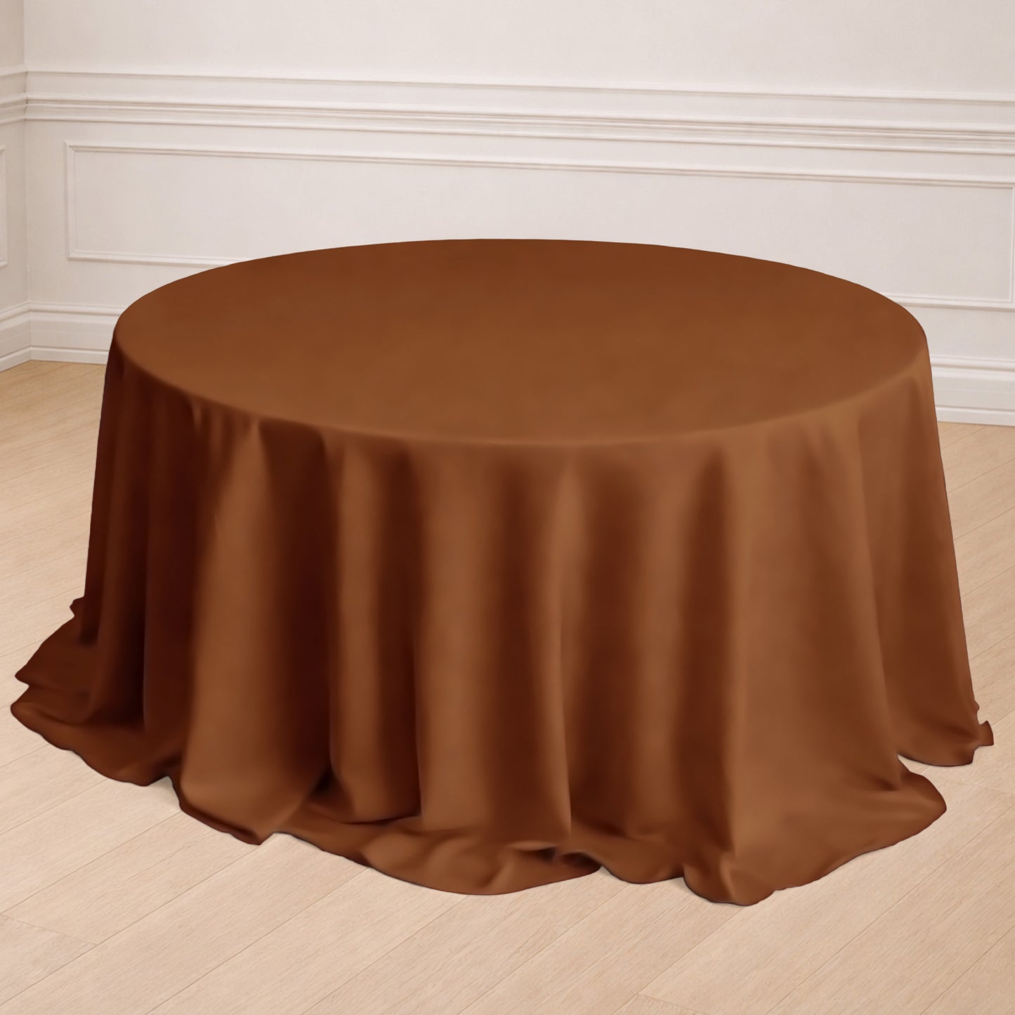 132" Cinnamon Brown Seamless Polyester Round Tablecloth