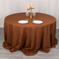 132" Cinnamon Brown Seamless Polyester Round Tablecloth