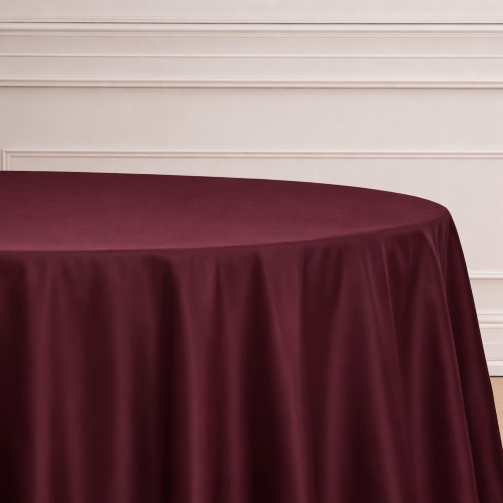 132Inch Burgundy Seamless Polyester Round Tablecloth