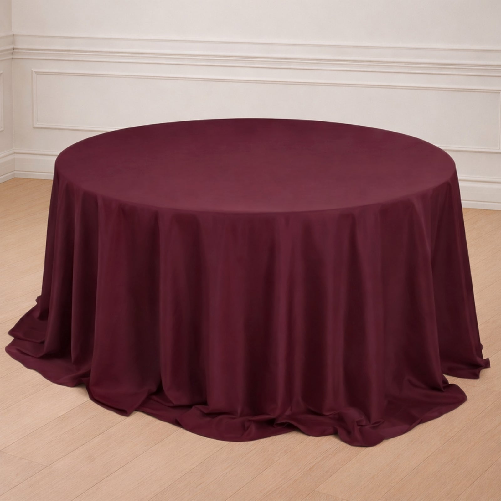 132Inch Burgundy Seamless Polyester Round Tablecloth