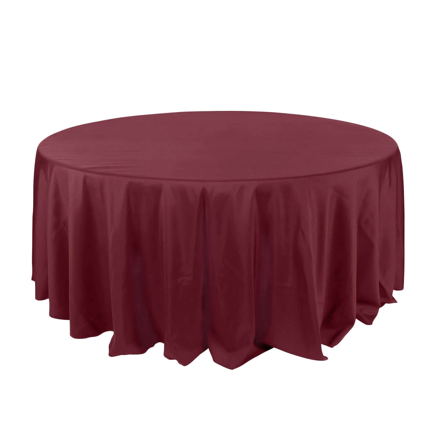 132Inch Burgundy Seamless Polyester Round Tablecloth