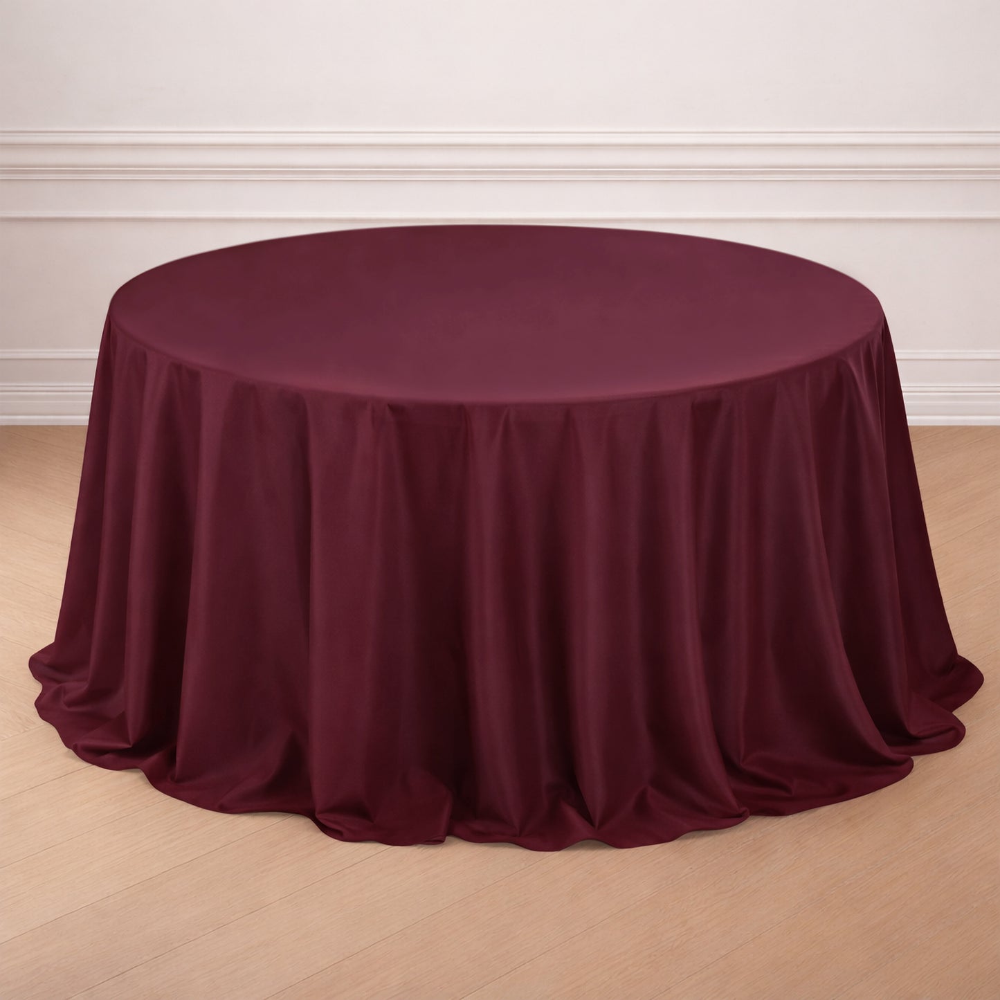 132Inch Burgundy Seamless Polyester Round Tablecloth