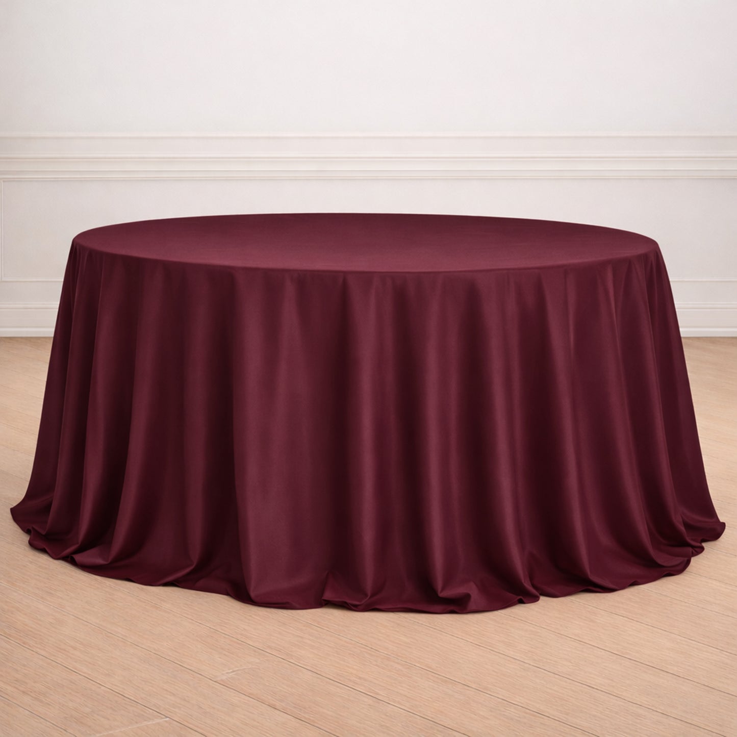132" Burgundy Seamless Polyester Round Tablecloth