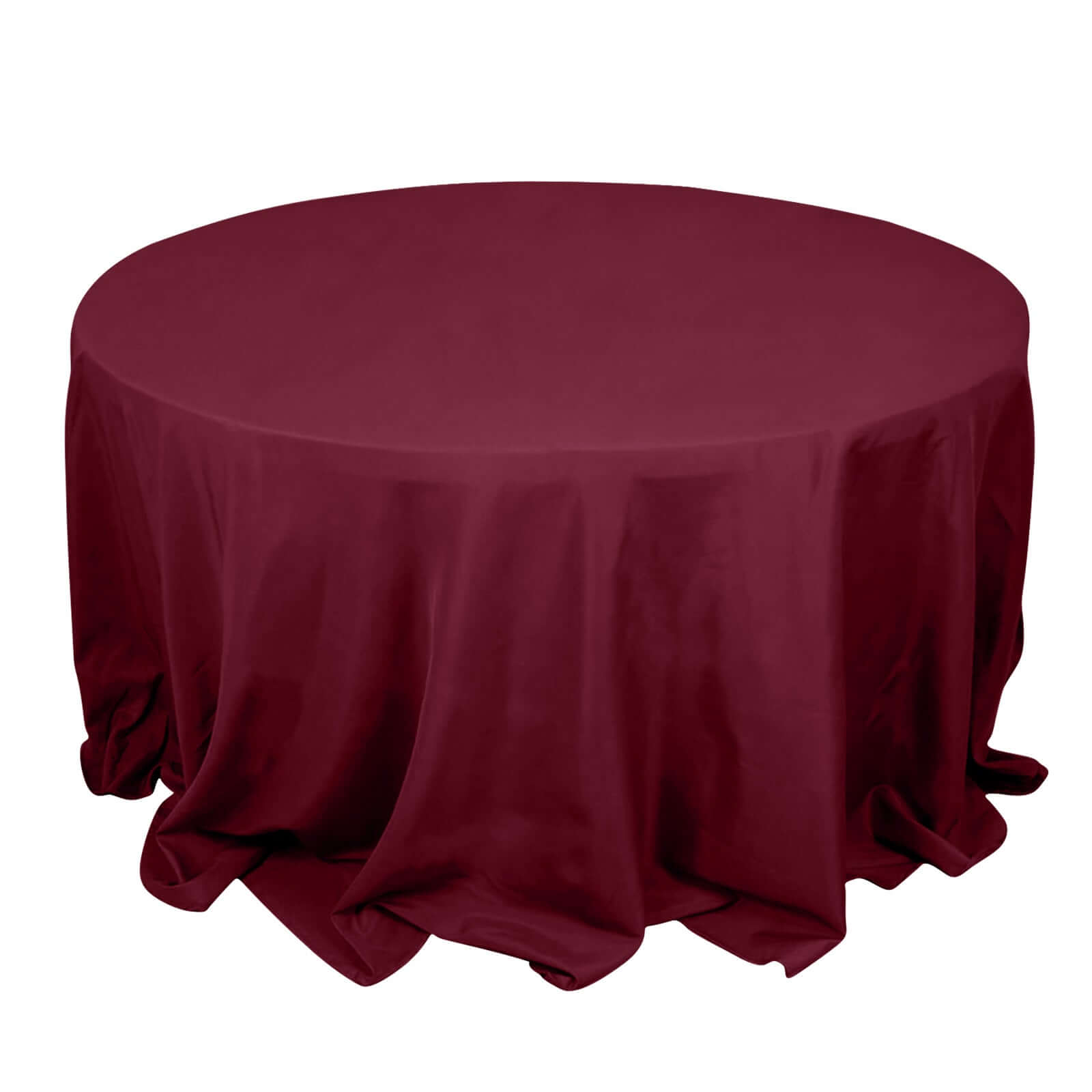 132inch Burgundy 200 GSM Seamless Premium Polyester Round Tablecloth