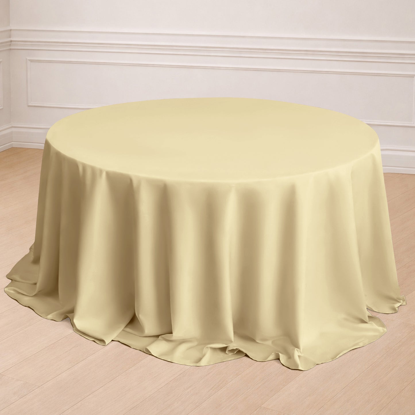 132 Inch Polyester Round Tablecloth in Champagne Seamless