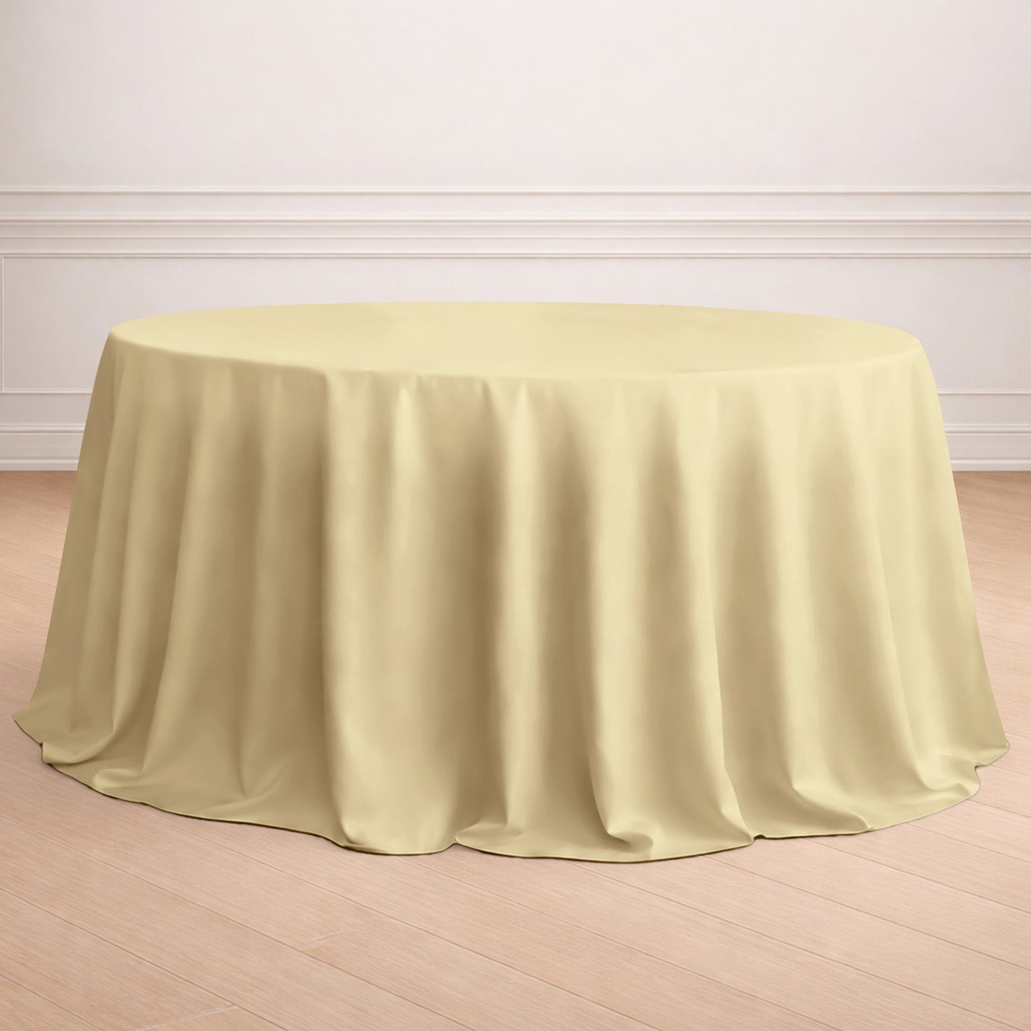 Champagne Seamless Round 132 Inch Polyester Tablecloth