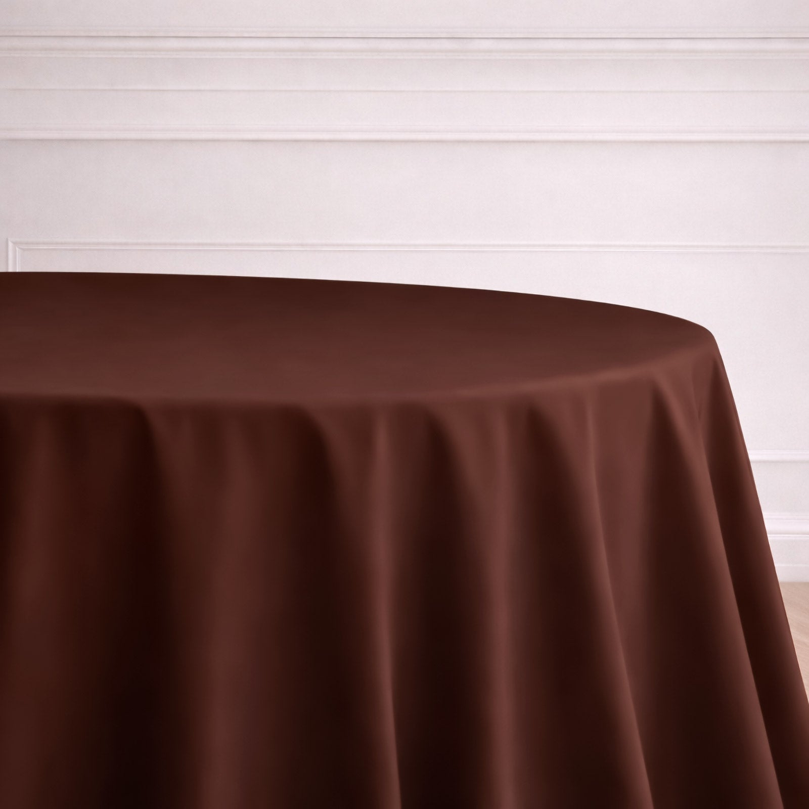 132Inch Chocolate Seamless Polyester Round Tablecloth