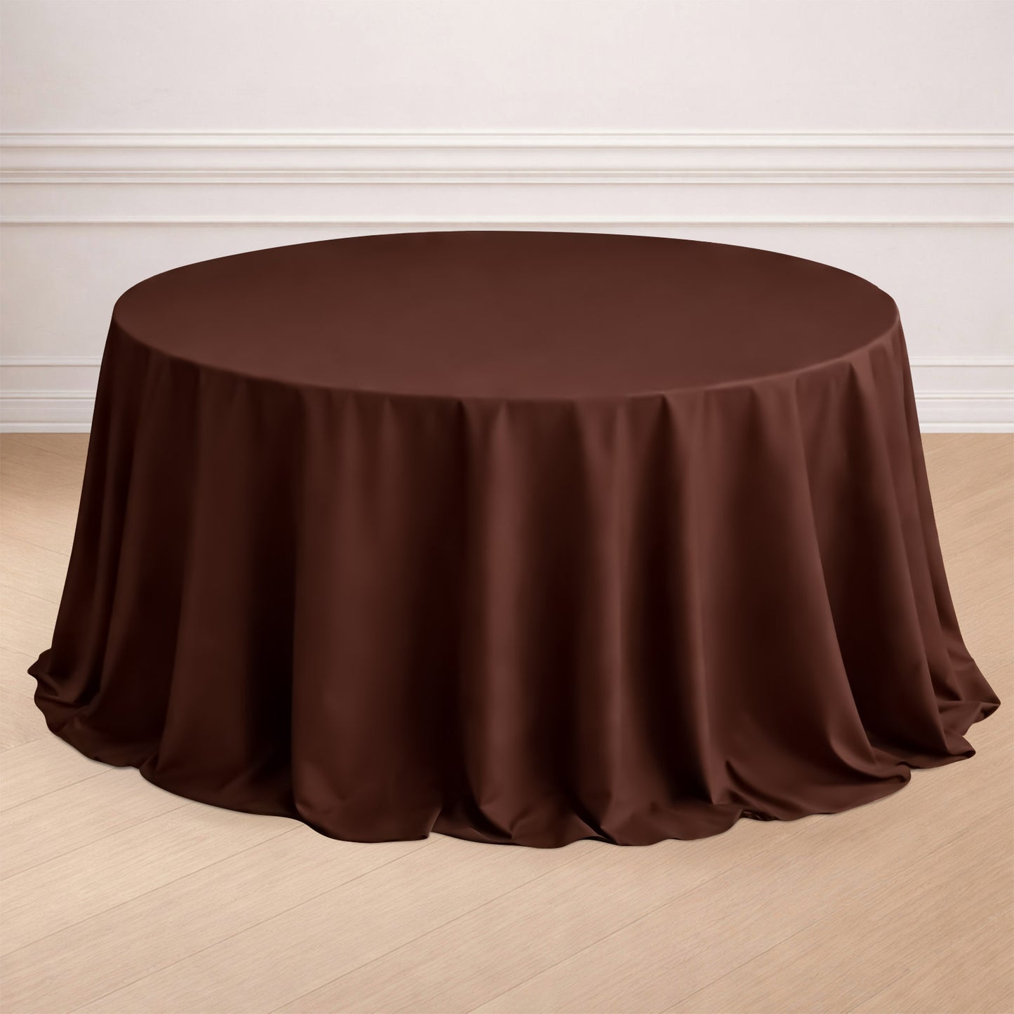 132" Chocolate Seamless Polyester Round Tablecloth