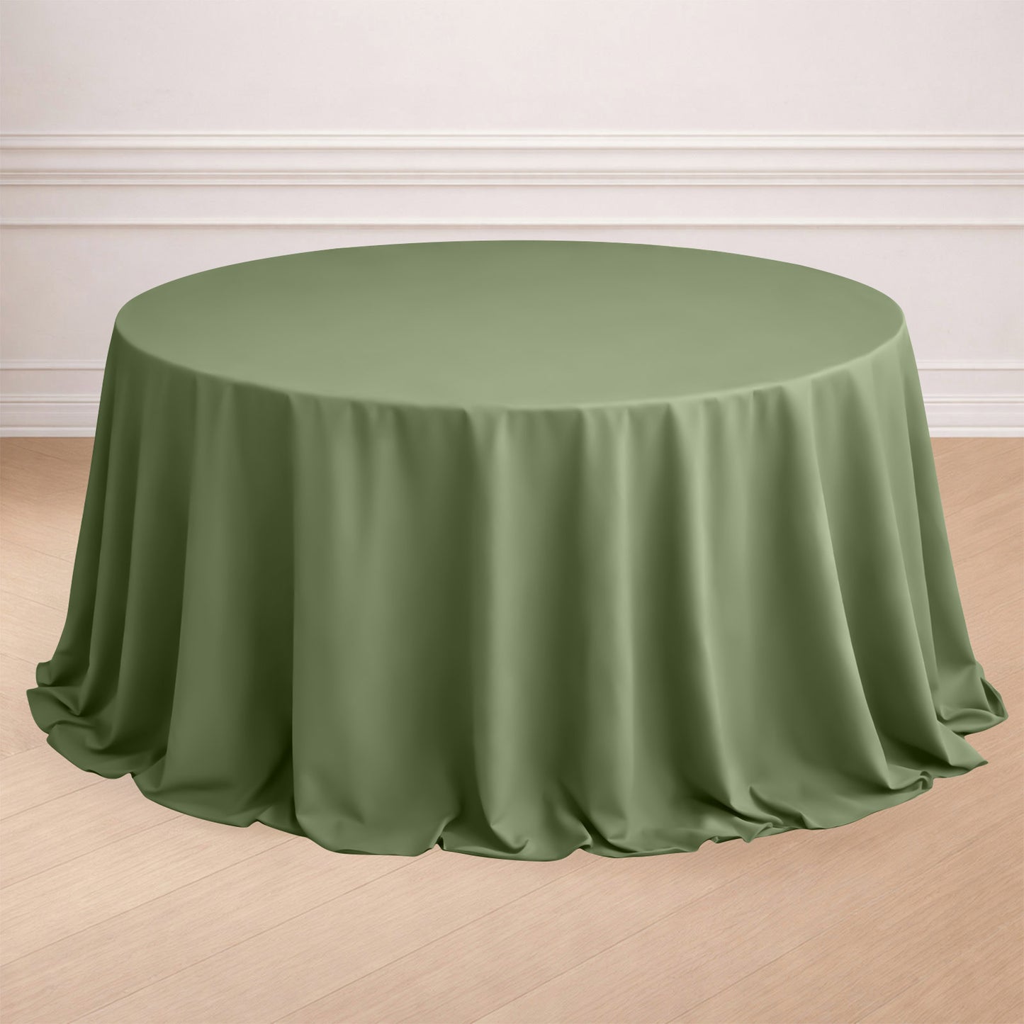 132" Dusty Sage Green Seamless Polyester Round Tablecloth