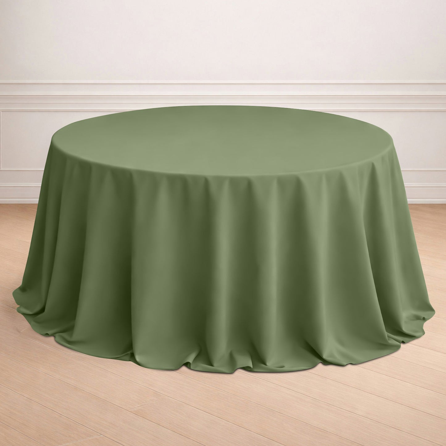 132" Dusty Sage Green Seamless Polyester Round Tablecloth
