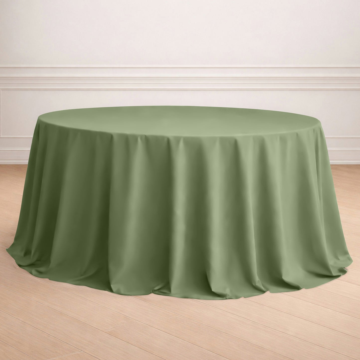132" Dusty Sage Green Seamless Polyester Round Tablecloth