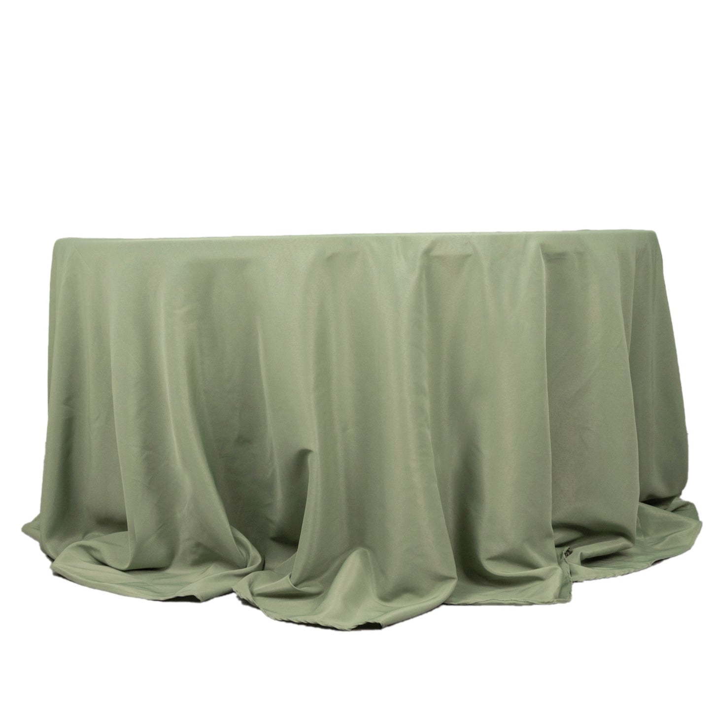 132" Dusty Sage Green Seamless Premium Polyester Round Tablecloth - 220GSM