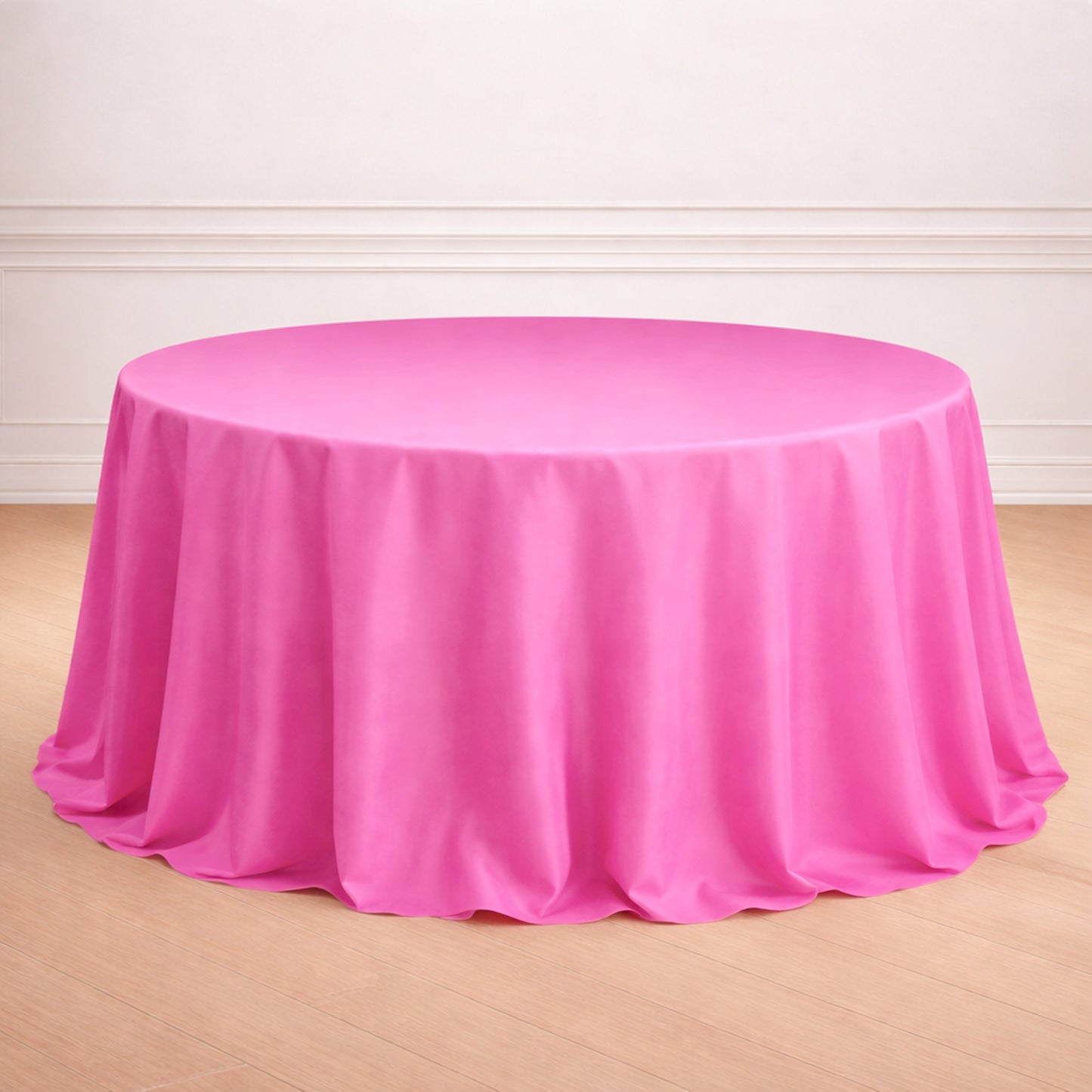 132" Fuchsia Seamless Polyester Round Tablecloth