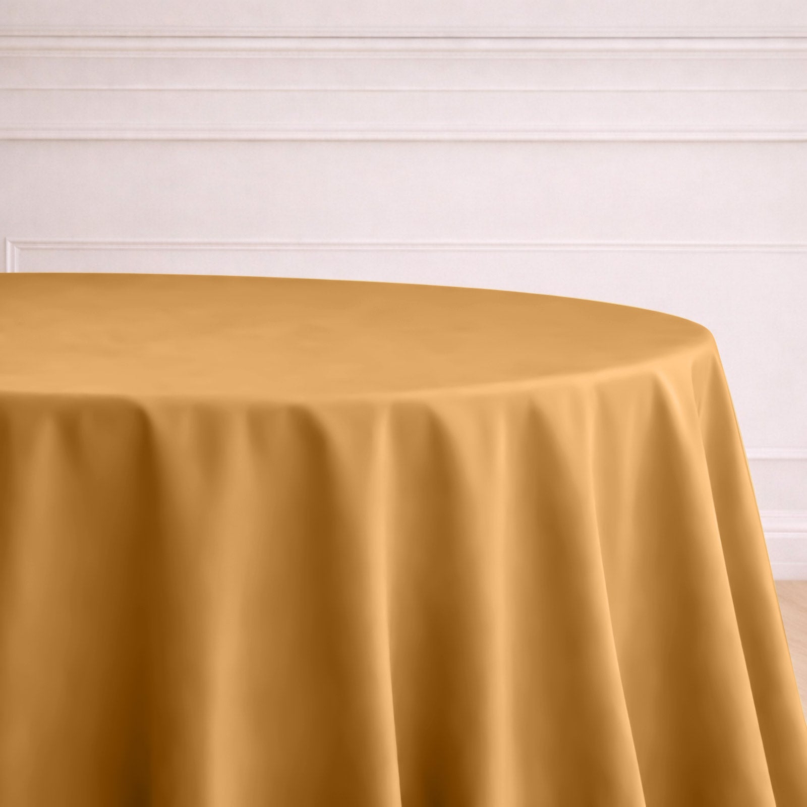 132Inch Gold Seamless Polyester Round Tablecloth