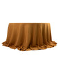 132" Gold Seamless Premium Polyester Round Tablecloth - 220GSM for 6 Foot Table With Floor-Length Drop