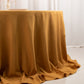 132" Gold Seamless Premium Polyester Round Tablecloth - 220GSM for 6 Foot Table With Floor-Length Drop
