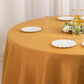 132" Gold Seamless Premium Polyester Round Tablecloth - 220GSM for 6 Foot Table With Floor-Length Drop