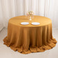 132" Gold Seamless Premium Polyester Round Tablecloth - 220GSM for 6 Foot Table With Floor-Length Drop