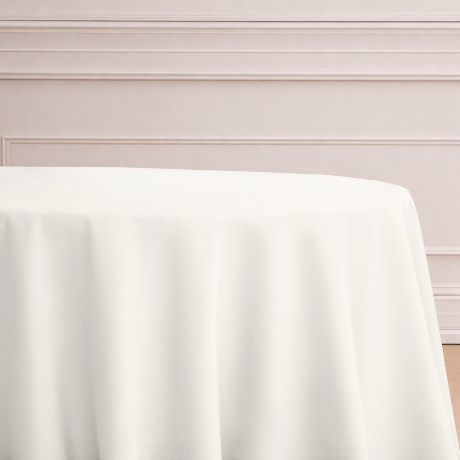 132Inch Ivory Seamless Polyester Round Tablecloth