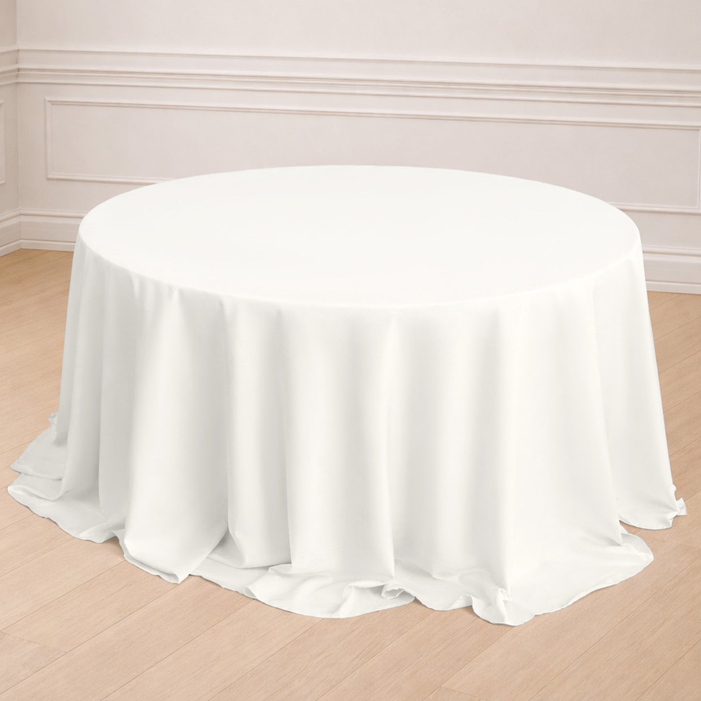 132Inch Ivory Seamless Polyester Round Tablecloth