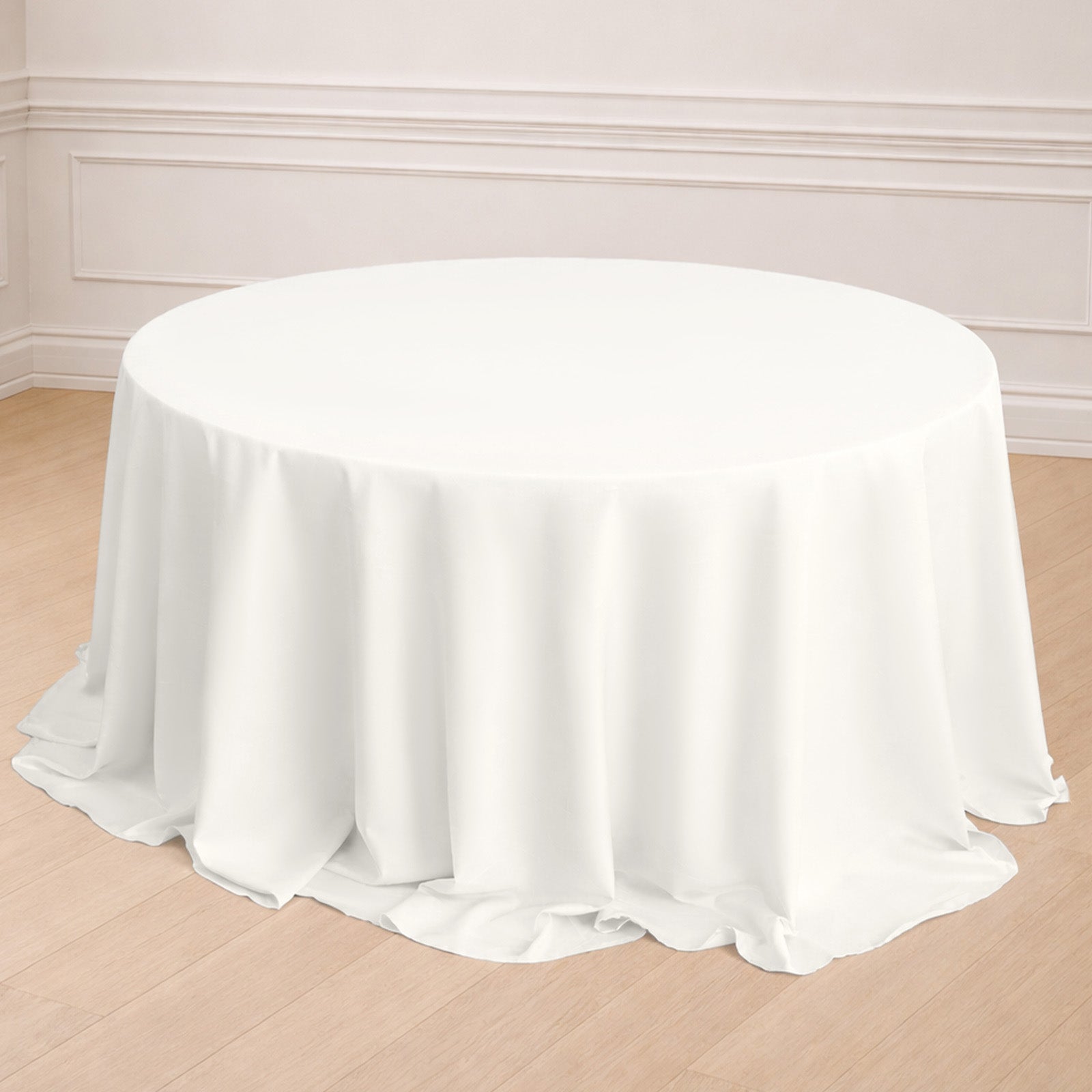 132Inch Ivory Seamless Polyester Round Tablecloth