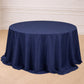 132" Navy Blue Seamless Polyester Round Tablecloth