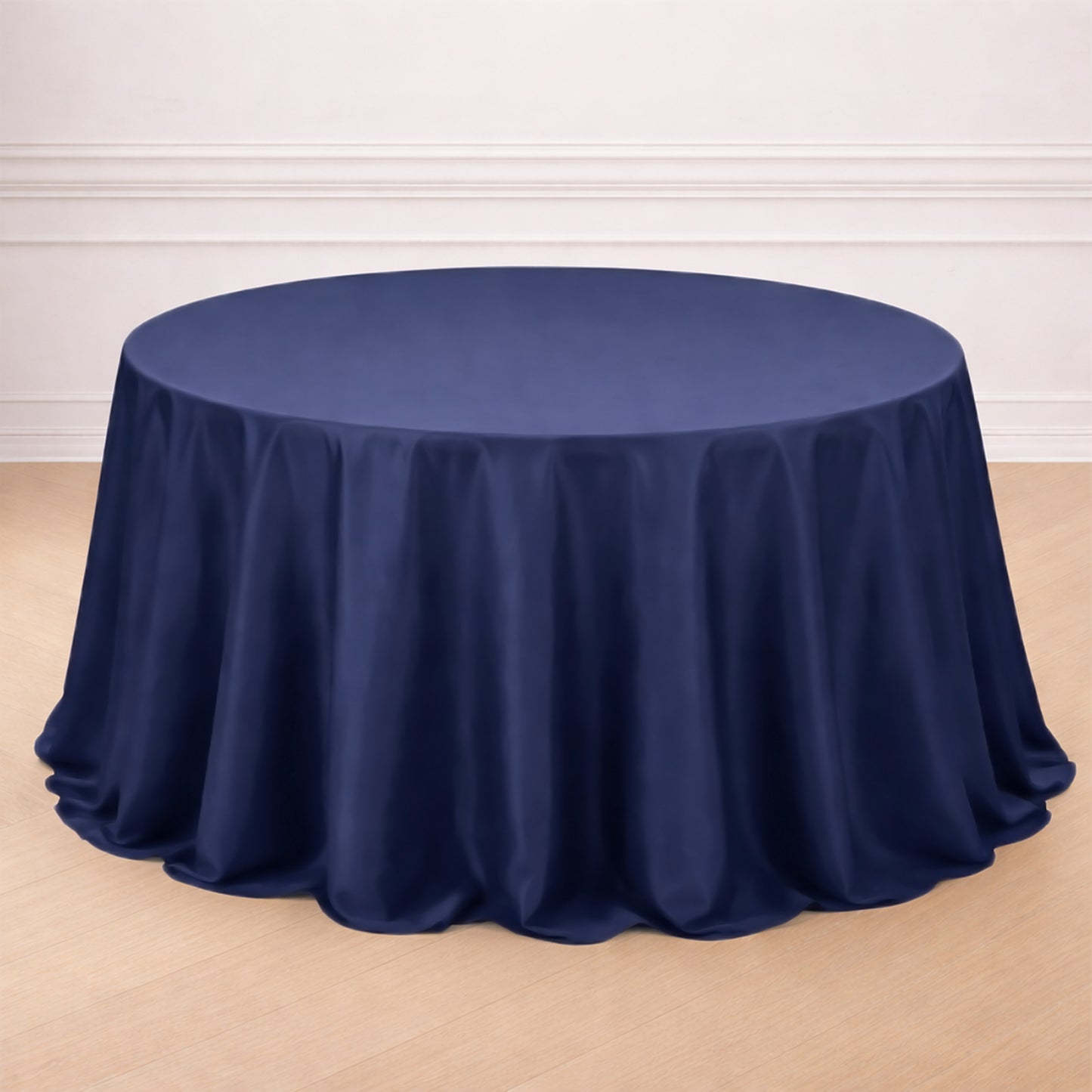 132Inch Navy Blue Seamless Polyester Round Tablecloth