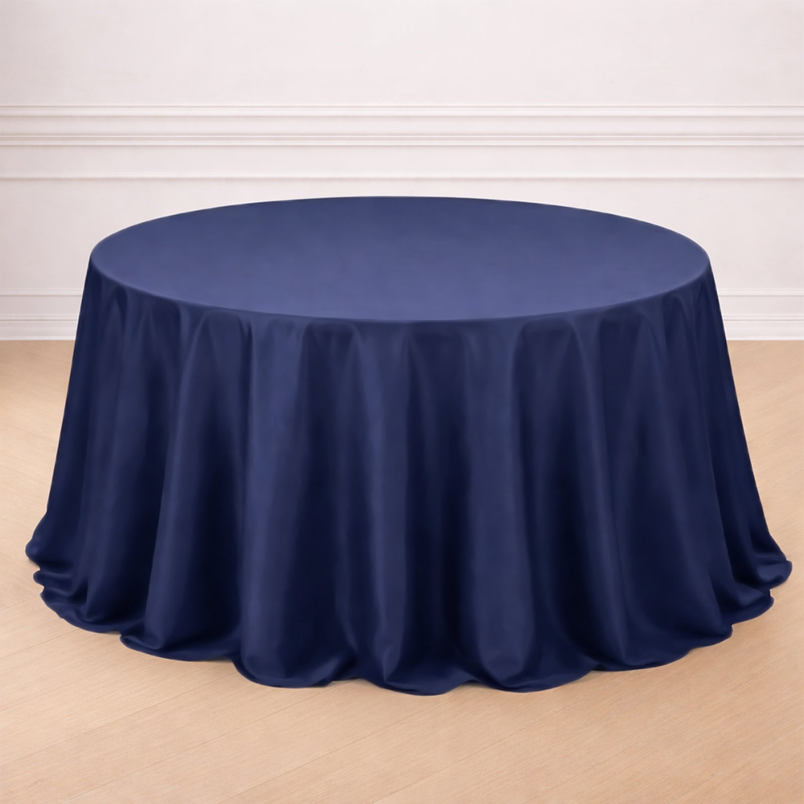 132Inch Navy Blue Seamless Polyester Round Tablecloth
