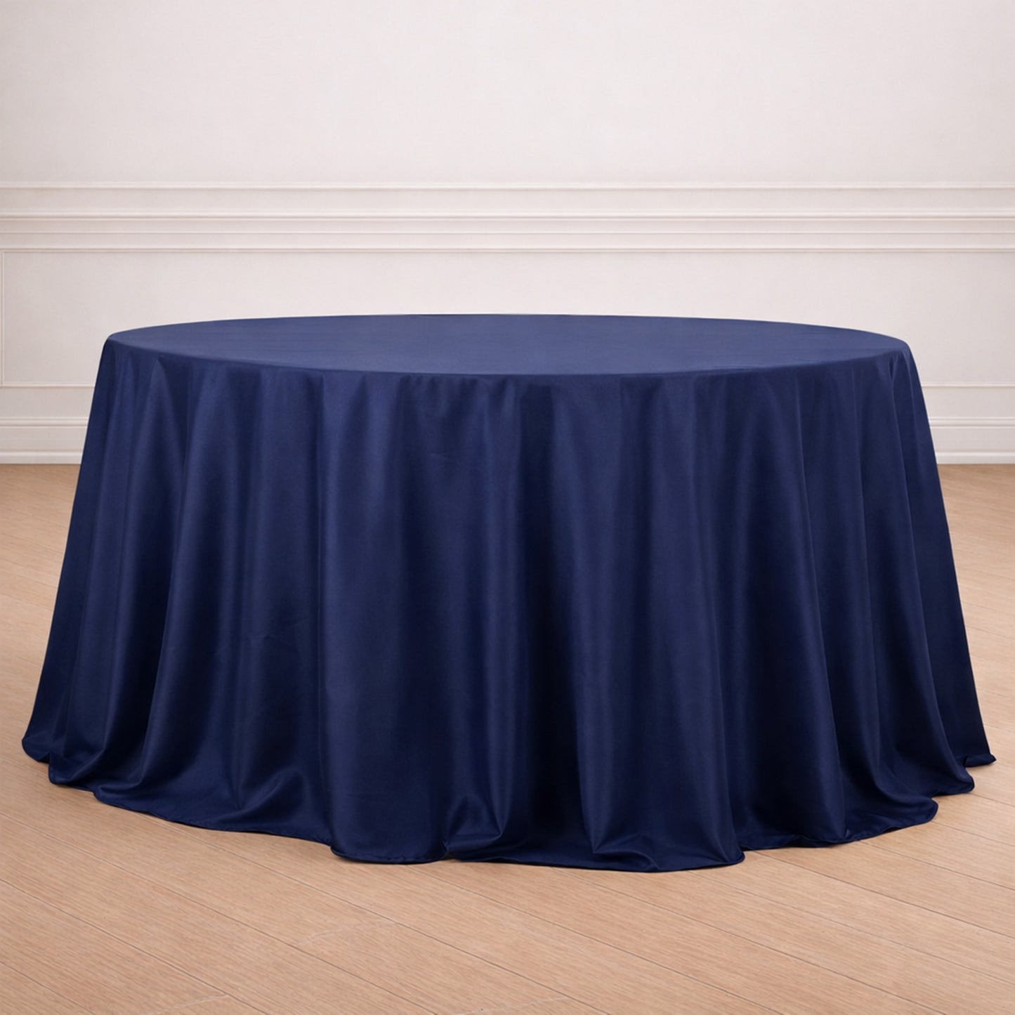 132Inch Navy Blue Seamless Polyester Round Tablecloth