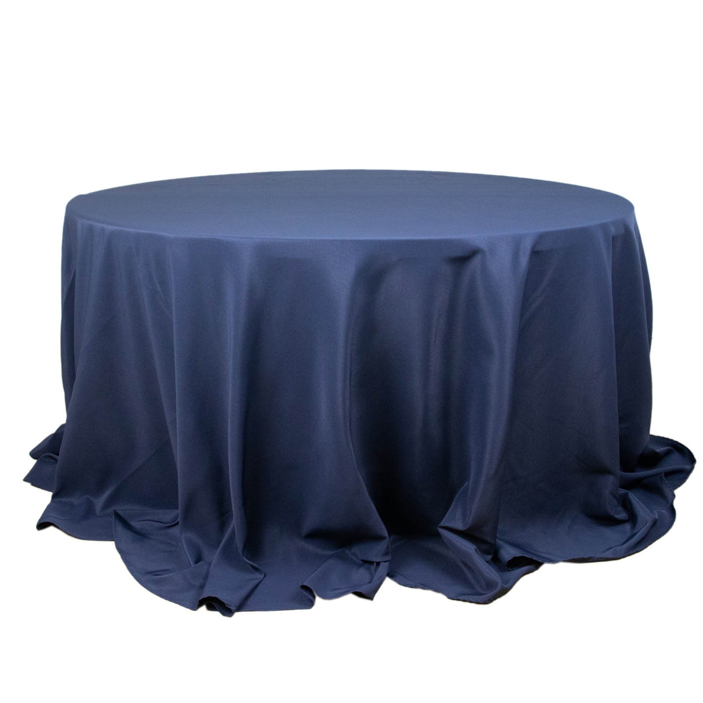 132inch Navy Blue 200 GSM Seamless Premium Polyester Round Tablecloth