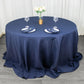 132inch Navy Blue 200 GSM Seamless Premium Polyester Round Tablecloth