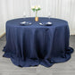 132" Navy Blue Seamless Premium Polyester Round Tablecloth - 220GSM