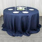 132" Navy Blue Seamless Premium Polyester Round Tablecloth - 220GSM