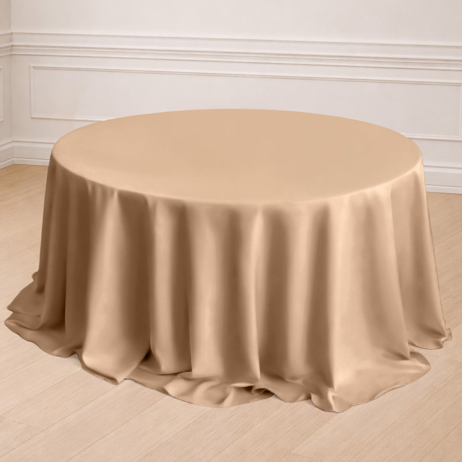Nude Polyester Seamless Round Tablecloth 132 Inch