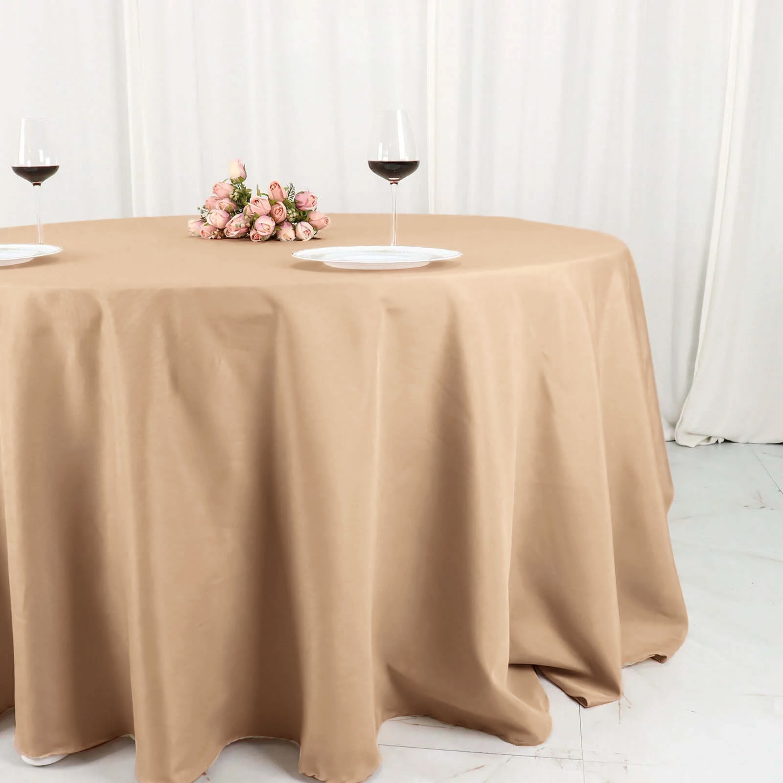 Nude Seamless Polyester Tablecloth 132 Inch Round